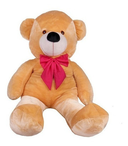 Urso Gigante Grande Pelúcia Teddy Bear 90 Cm Doce De Leite Cor Urso Doce De Leite Com Laço Pink