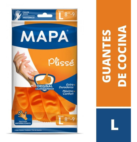 Guantes Mapa Plisse Naranja Latex Original Talle L X 10 Unid