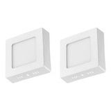 Pack 2 Foco Led Plafon Cuandrado 6w Panel Sobrepuesto