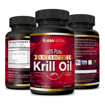 Óleo De Krill Antártico 100% Puro Com Ômega-3 Epa/dha 1000