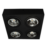 Spot Plafon Sobrepor Para 4 Ar111 Direcionável + 4 Ar111 12w Cor Preto Led Quente 110v/220v