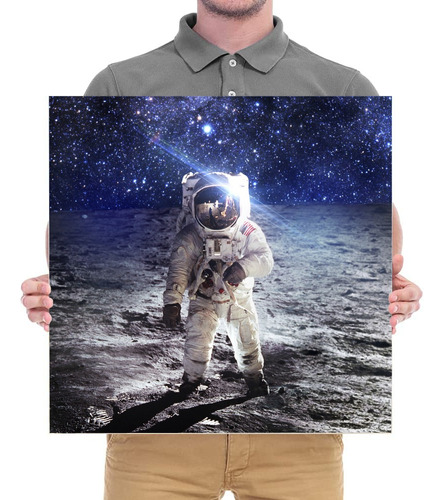 Cuadro Decorativo Astronauta Luna Artistico Moderno 60x60cm