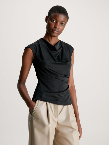 Blusa Calvin Klein Drappeada Mujer Negro
