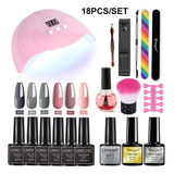 Set De 6 Colores De Esmalte Semipermanente En Gel Con Lámpar