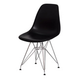 Cadeira Eiffel Eames Preta Base Cromada Sala Cozinha Jantar