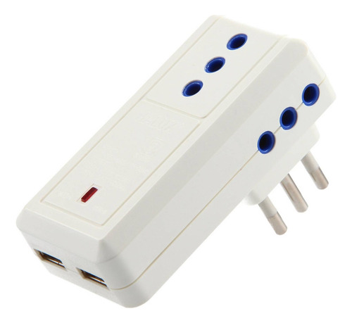 Adaptador Triple Con 2 Usb Blanco