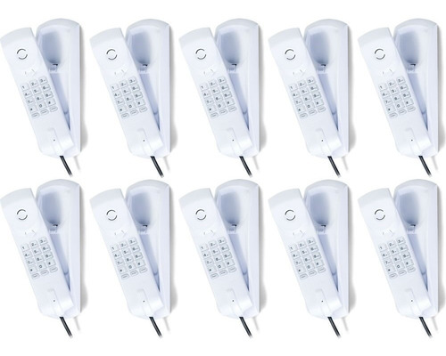 Kit 10 Telefones Com Fio Gôndola Branco Tc 20 Intelbras