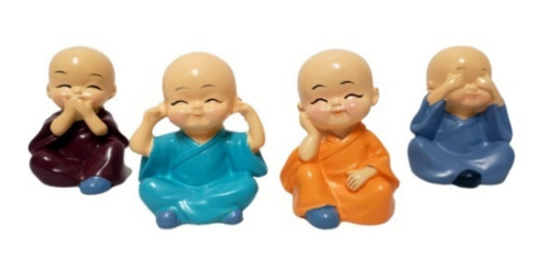 Enfeite Mini Monges Budas Da Sabedoria 5cm Com 4 Unidades