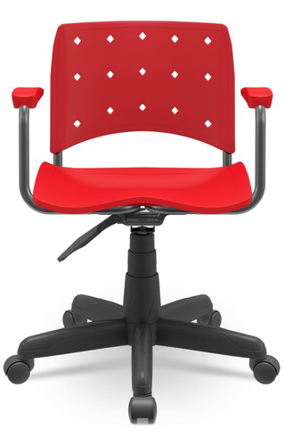Cadeira Secretária Giratória Ergoplax+ Com Braço Vermelha