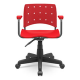 Cadeira Secretária Giratória Ergoplax+ Com Braço Vermelha