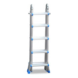 Escalera De Aluminio Multipropósito Treppe Dlm405 Plata Y Azul