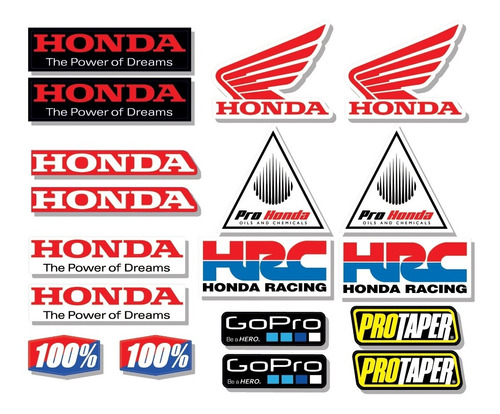 Pack Calcos Stickers Honda Moto Atv - No Plancha 18 Unid.