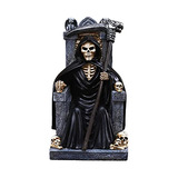 Estatua Bruja Muerte Halloween Trono Calaveras Decoración