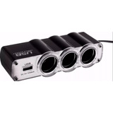 Triple Adaptador 3 Bocas 12v 24v + 1 Cargador Usb Auto