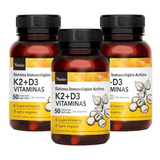 3 Frascos De Vitamina K2 + D3 Huesos Y Dientes Sanos Natier 