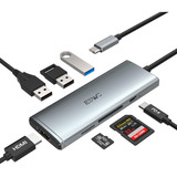 Jeswo Adaptador 7 En 1 Usb Tipo C Hub A Hdmi Sd Tf Pd 100w