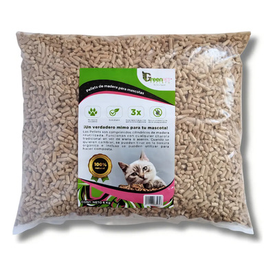 Arena Para Gato 100% Natural Biodegradable, Green Pellet 6kg | Meses sin interés