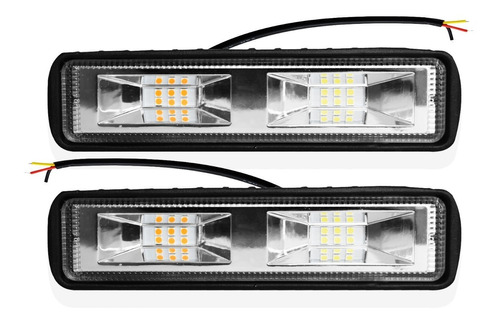 Par Faros Barra 12 Led Bicolor Luz Fija Y Estrobo 