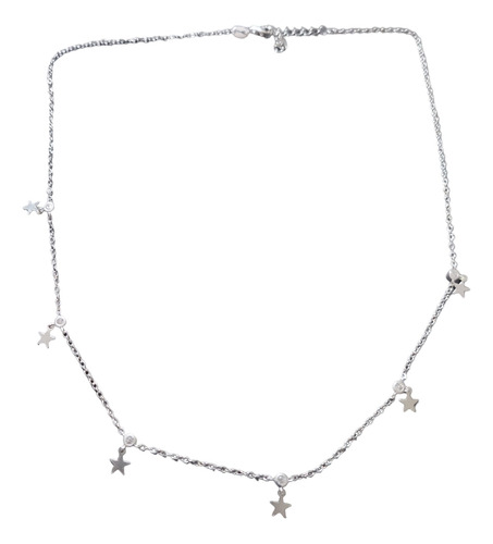 Cadena Collar Estrellas Circones Mujer Plata 925 + Caja Rega