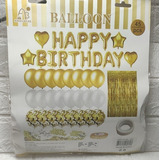 Kit 42 Feliz Aniversário Balão Bexiga Confete Cortina Festa