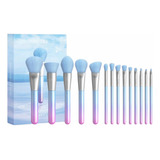 Docolor Set 14 Brochas Maquillaje Azul Y Rosa Crystal T1407