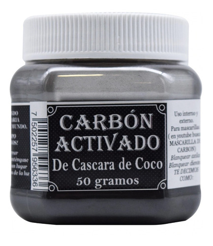 Carbon Activado Polvo De Cascara De Coco 50g Herbonaturista