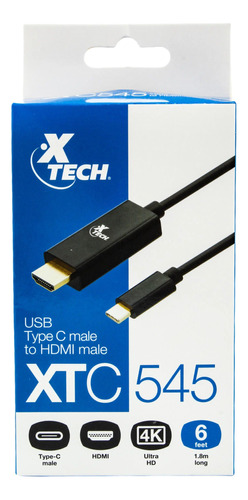 Cable Adaptador Xtech De Usb-c A Hdmi Negro