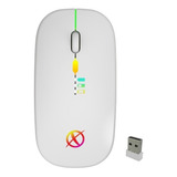 Mouse Inalámbrico Recargable Luces Led Gamer Pc/laptop Fino Xinua M3 Color Blanco