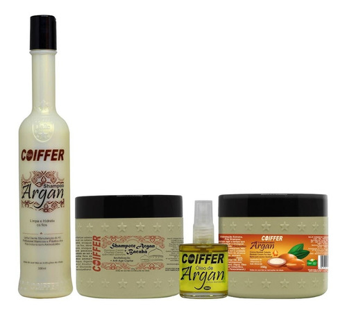 Kit Argan Coiffer 4itens Reparação Capilar Total