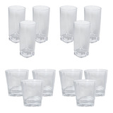 Set X12 Vasos De Vidrio Alto X6 Vasos Whisky X6 Cuadrado