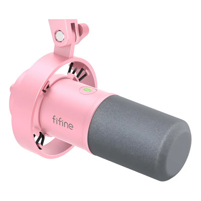 Microfone Gamer Fifine K688 USB\u002FXLR Rosa, Estúdio Para Computador | Frete grátis