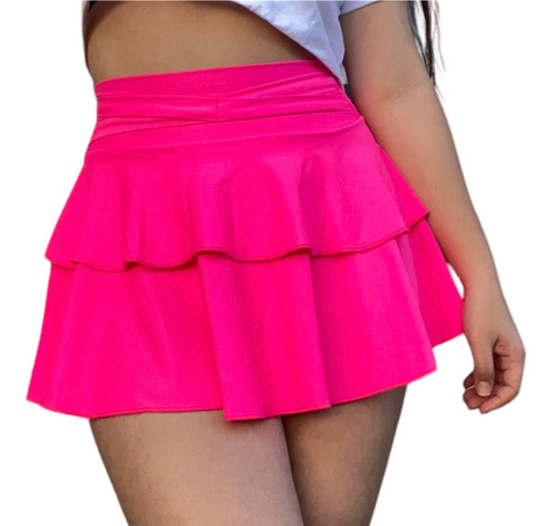 Falda Short Con Vuelos Elasticada Mujer Casual