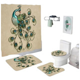 Juego De Baño Cortinas Set De Baño Alfombras Accesorios