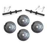 Kit Set Mancuernas Con Topes + 20 Kg En Discos Con Manija Mb Color Negro