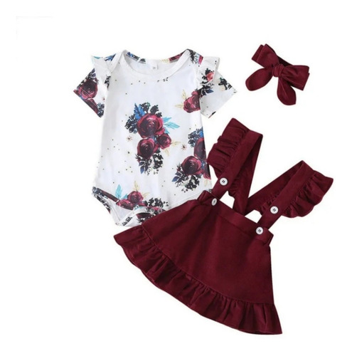 Conjunto De Ropa Para Niña Vestido Manga Larga Floral