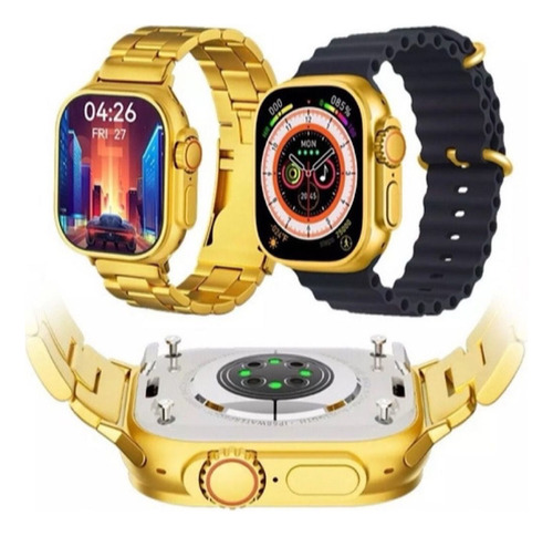 Relógio Smartwatch Ultra 24k Gold Feminino Masculino Nfc Gps