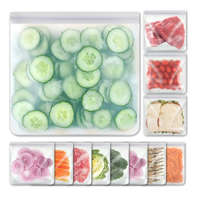 12 Bolsas Y Silicona Reutilizables Para Alimentos 28x20cm