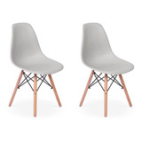 Conjunto 02 Cadeiras Charles Eames Eiffel Wood - Cinza