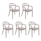Combo 5 Cadeiras Jantar Sissi Camurça Com Braços Tramontina