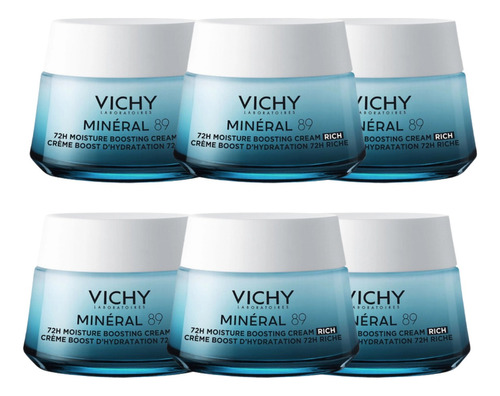 Combo X6 Vichy Mineral 89 Crema Hidratante Rich 50 Ml