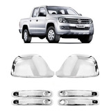  Amarok Kit 2 Cubre Cachas Espejo + 4 Cubre Manijas Cromados