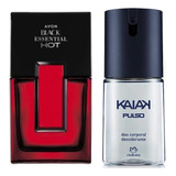 Natura Kaiak Pulso Desodorante Corporal 100ml + Avon Black Essential Colônia 100ml Kit 2 Perfumes