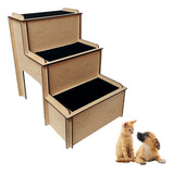 Escada Para Gatos E Cachorros 3 Degraus Mdf P/ Medio Porte 