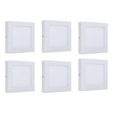 Pack 6 Plafon Foco Led Sobrepuesto Cuadrado 18w