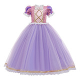 Vestido De Fiesta De Princesa C/mangas Fruncidas Para Niños