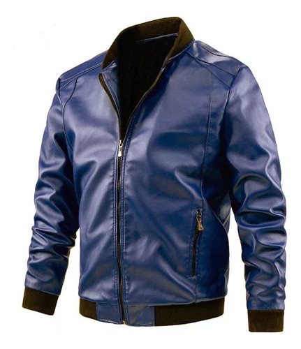 Chaqueta De Cuero Sintético De Talla Grande Para Hombre Con Cuello Alto Para