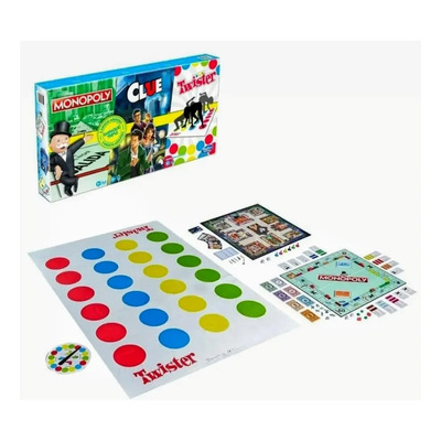 Set 3 Juegos De Mesa Hasbro Original Monopoly Clue Y Twister | Envío gratis