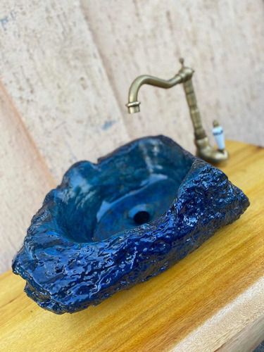 Cuba Pia Para Banheiro Retro Azul Safira
