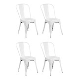 Silla De Comedor Tolix Reforzada De Hierro 4 Unidades Niviko Estructura De La Silla Blanco Asiento Blanco