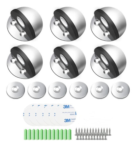 Tope De Puerta Niquel Media Luna Magnéticos De Acero (6un)